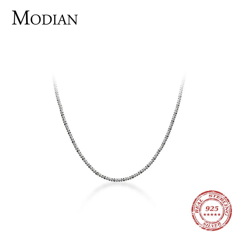Collar Modian ajustable, sencillo y deslumbrante para mujeres y niñas, plata de ley 925, joyería de marca de lujo, accesorios de moda 2024.