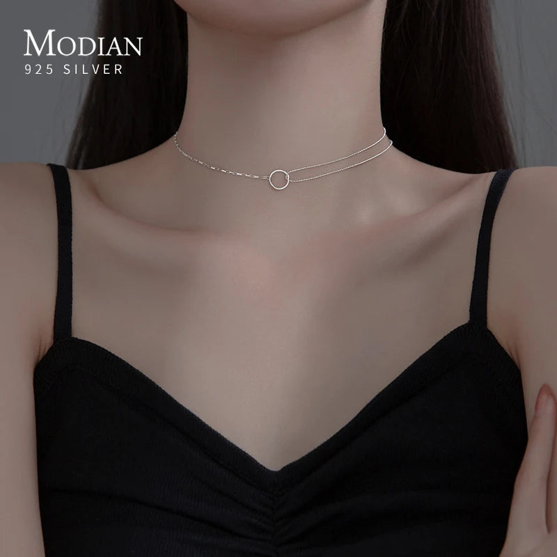 Gargantilla corta geométrica MODIAN, collar de plata de ley 925, estilo europeo, para mujer, joyería fina para fiestas