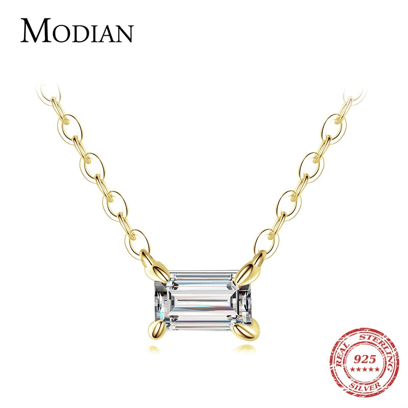 Collar con colgante de circonita AAA de plata esterlina 925 auténtica de Modian para mujer, collares de plata para mujer, joyería fina.
