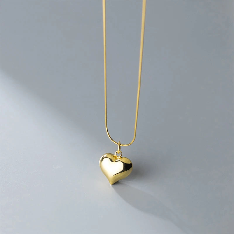 MODIAN Classic 925 Sterling Silver Romantic Heart Chain Link Pendant Necklaces for Women Fine Jewelry Valentine's Day Gifts