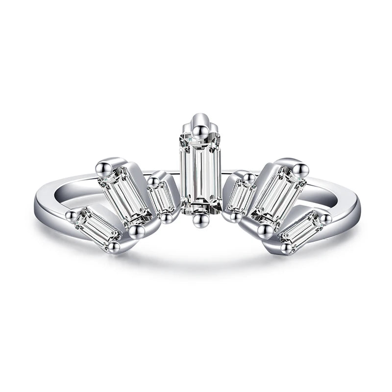 Anillos de lujo Modian de plata de ley 925 auténtica con circonitas transparentes brillantes para mujer, joyería fina para boda y compromiso.