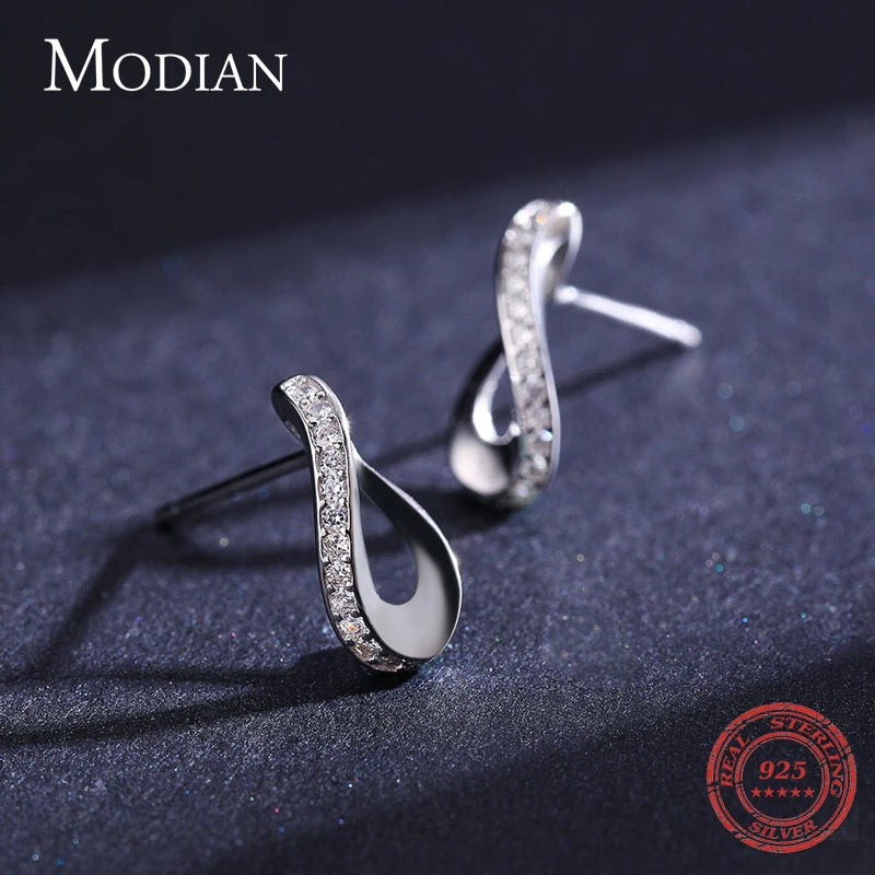 Pendientes geométricos Modian de plata de ley 925 auténtica para mujer, sencillos y rectangulares, joyería fina para aniversario de boda.