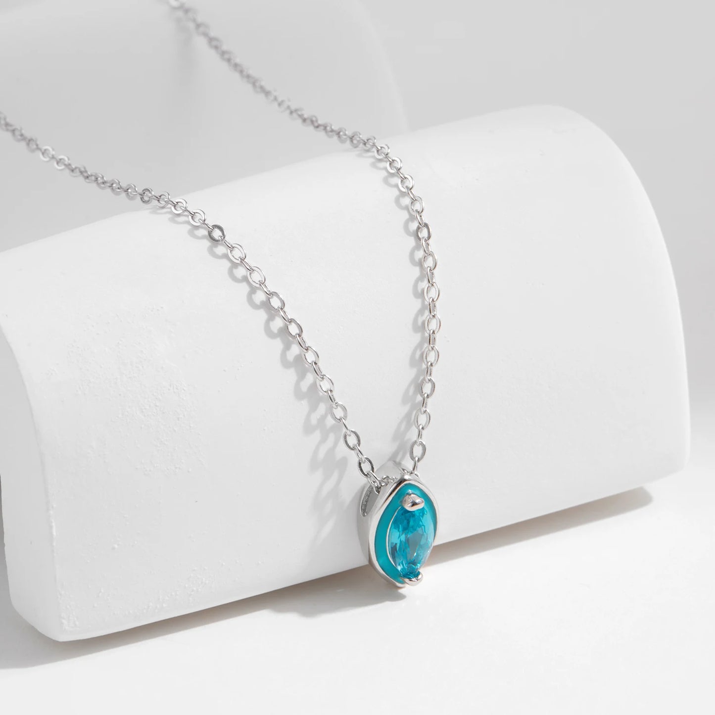 Collar con colgante de esmalte verde menta de plata esterlina 925 de MODIAN, cadena de eslabones de circonita con forma de ojo para mujer, joyería fina, regalos