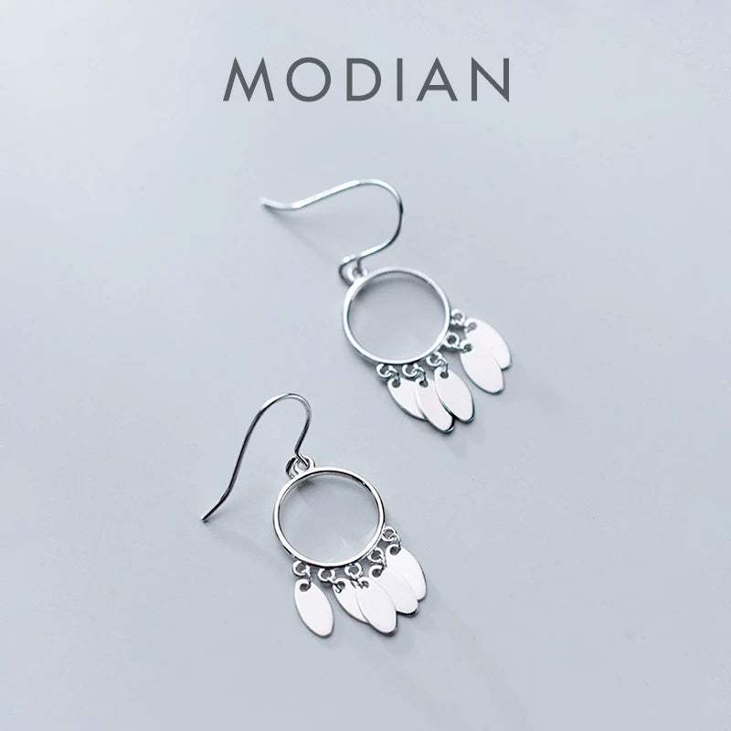 Modian New Style Vintage Dreamcatcher Swing Dangle Earrings For Women Sterling Silver 925 Fashion Drop Earring Female Jewelry