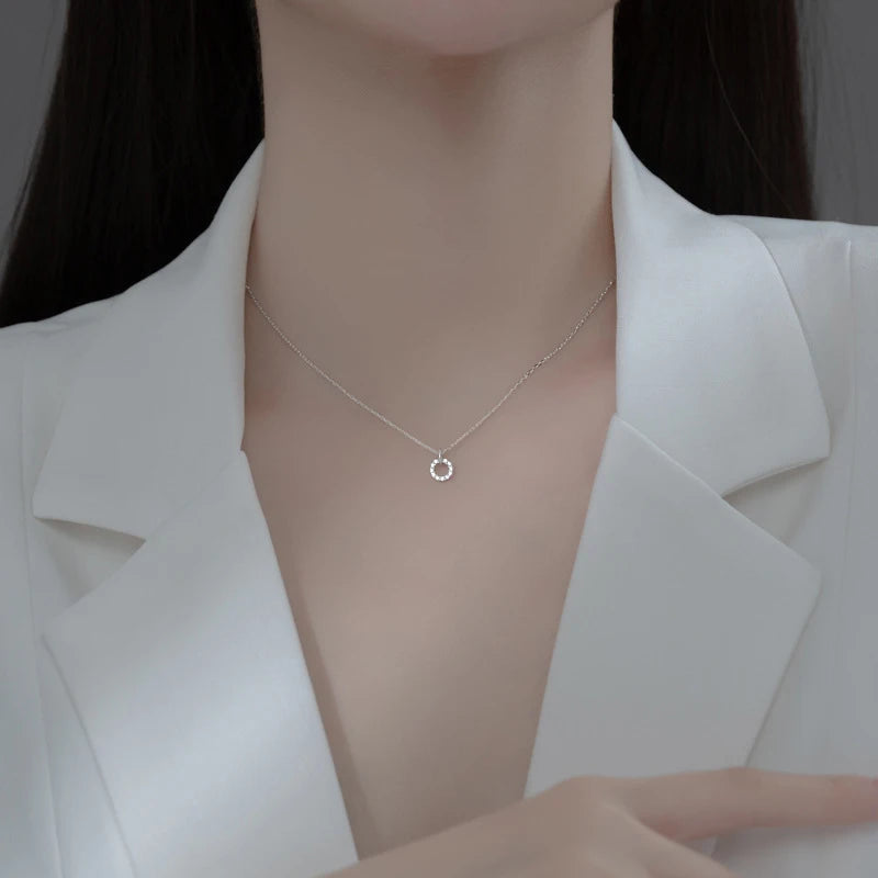 Collar Modian de doble circonita cúbica transparente para mujer, cadena de plata de ley 925 auténtica en color dorado, joyería fina para mujer.