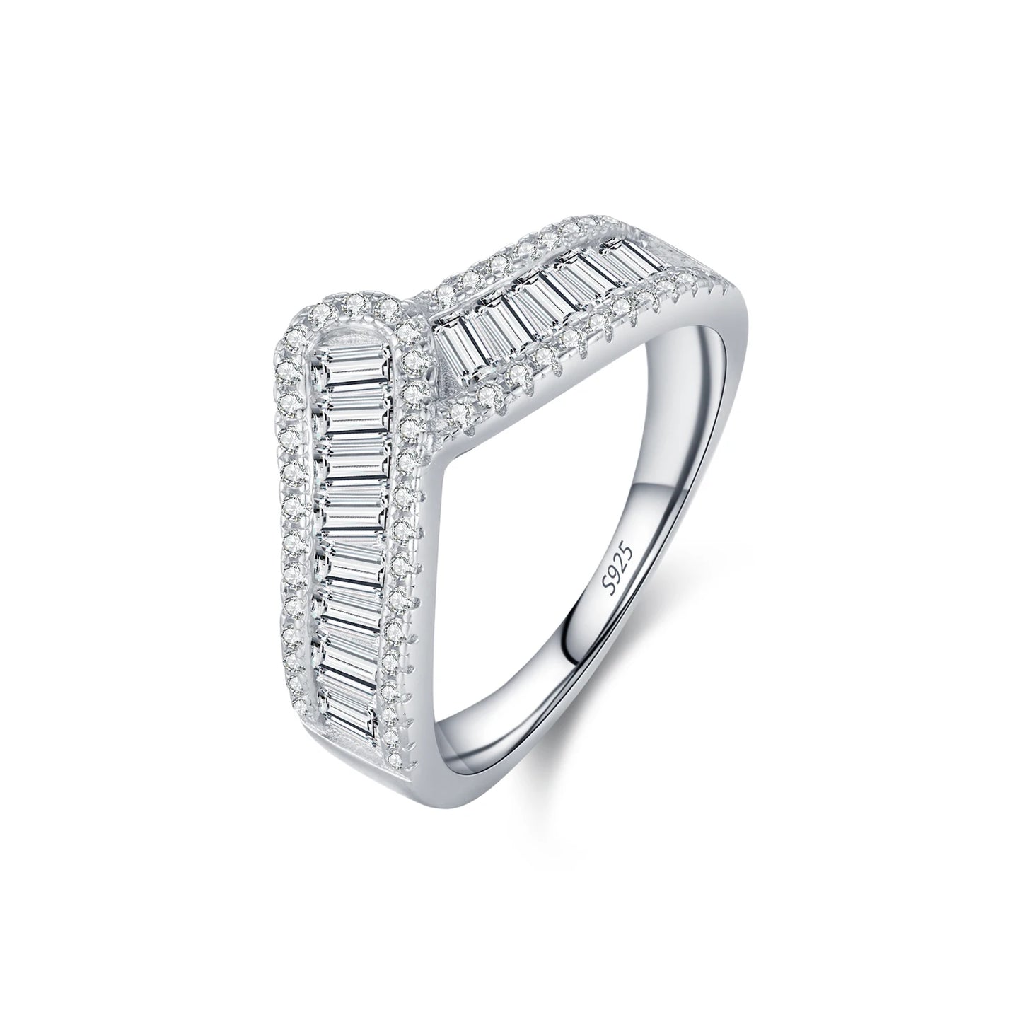 Anillo de eternidad MODIAN de plata de ley 925 con engaste de flecha brillante y circonita cúbica para mujer, joyería de compromiso y boda.