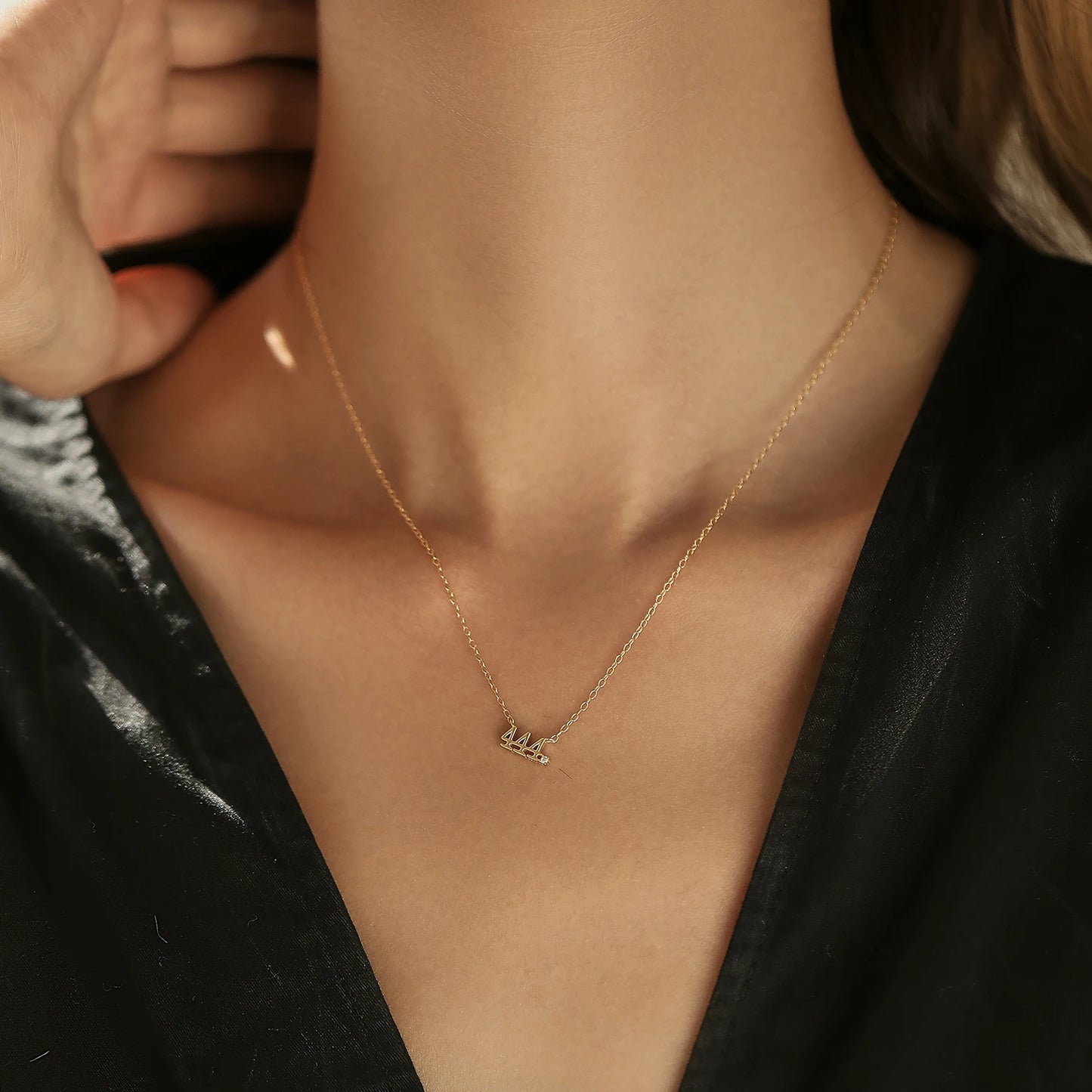 Collares de moda MODIAN de plata de ley 925 con dígitos simples apilables, color dorado, ajustables, exquisitos colgantes para mujer, joyería