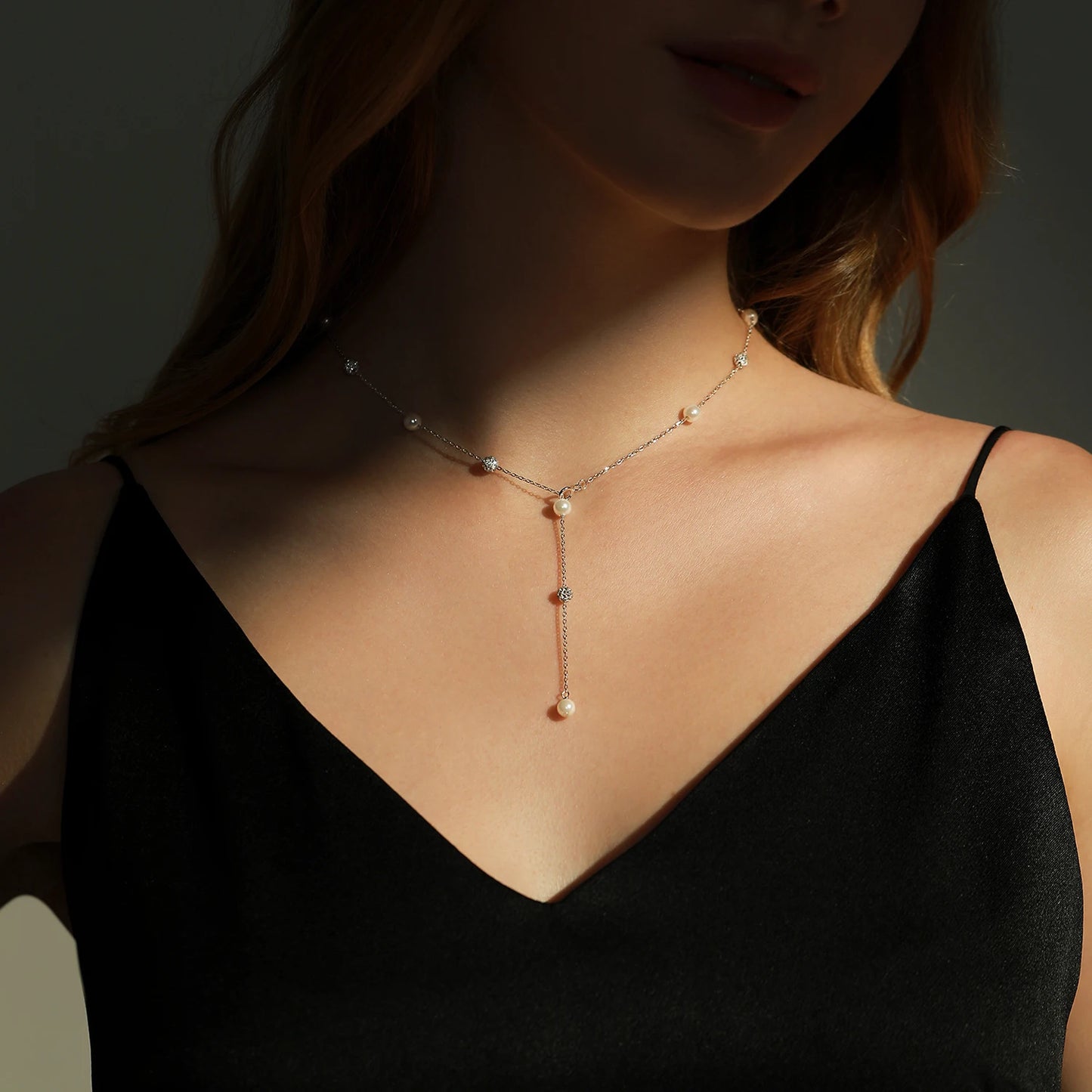 Collar MODIAN de plata de ley 925 con circonitas brillantes Shambhala, cadena de bolas, lujoso y brillante, en forma de Y, para mujer, gargantilla fina, joyería