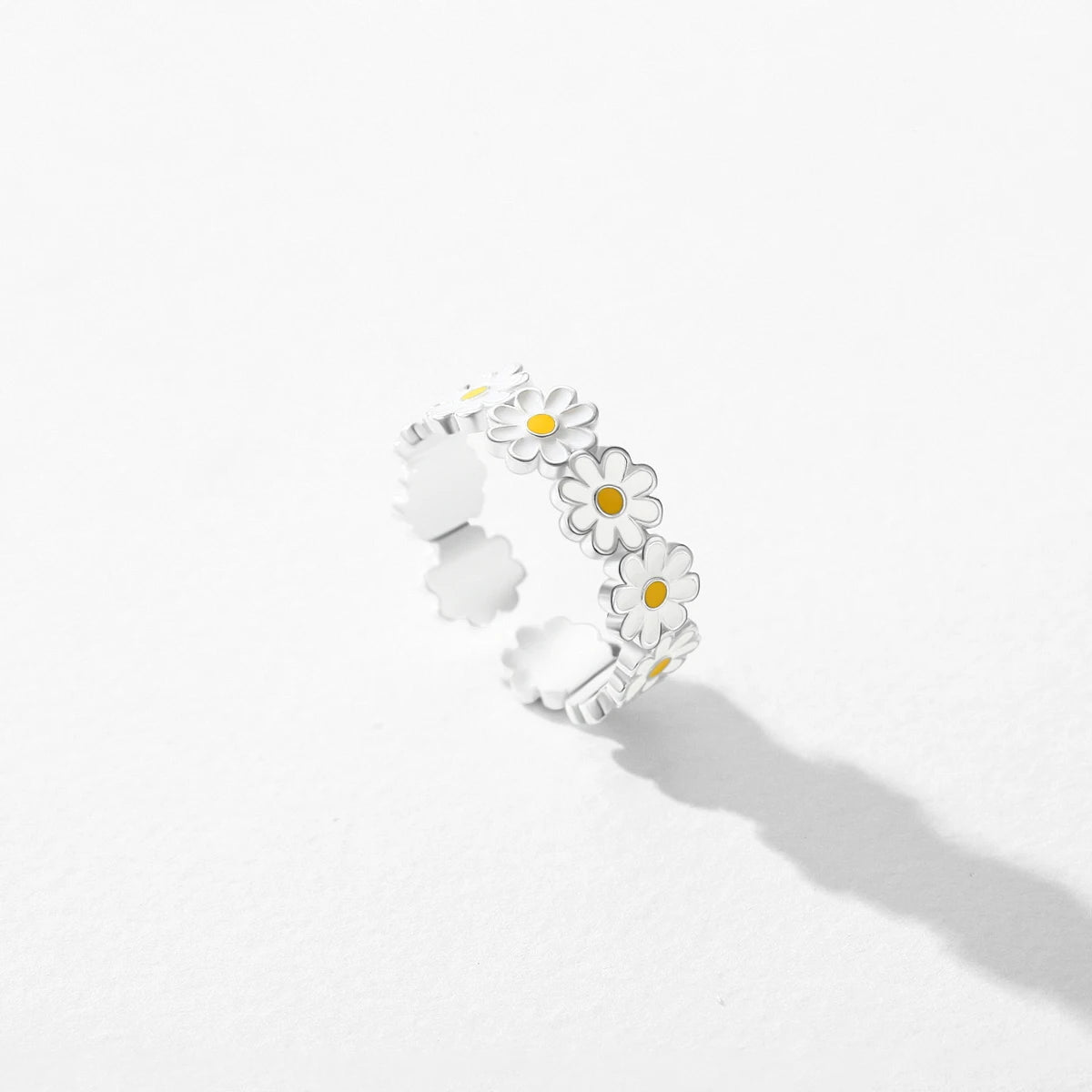 Anillo ajustable de lujo con diseño de margaritas y esmalte de plata esterlina 925 maciza de MODIAN para mujer, joyería fina para fiestas, regalo de cumpleaños
