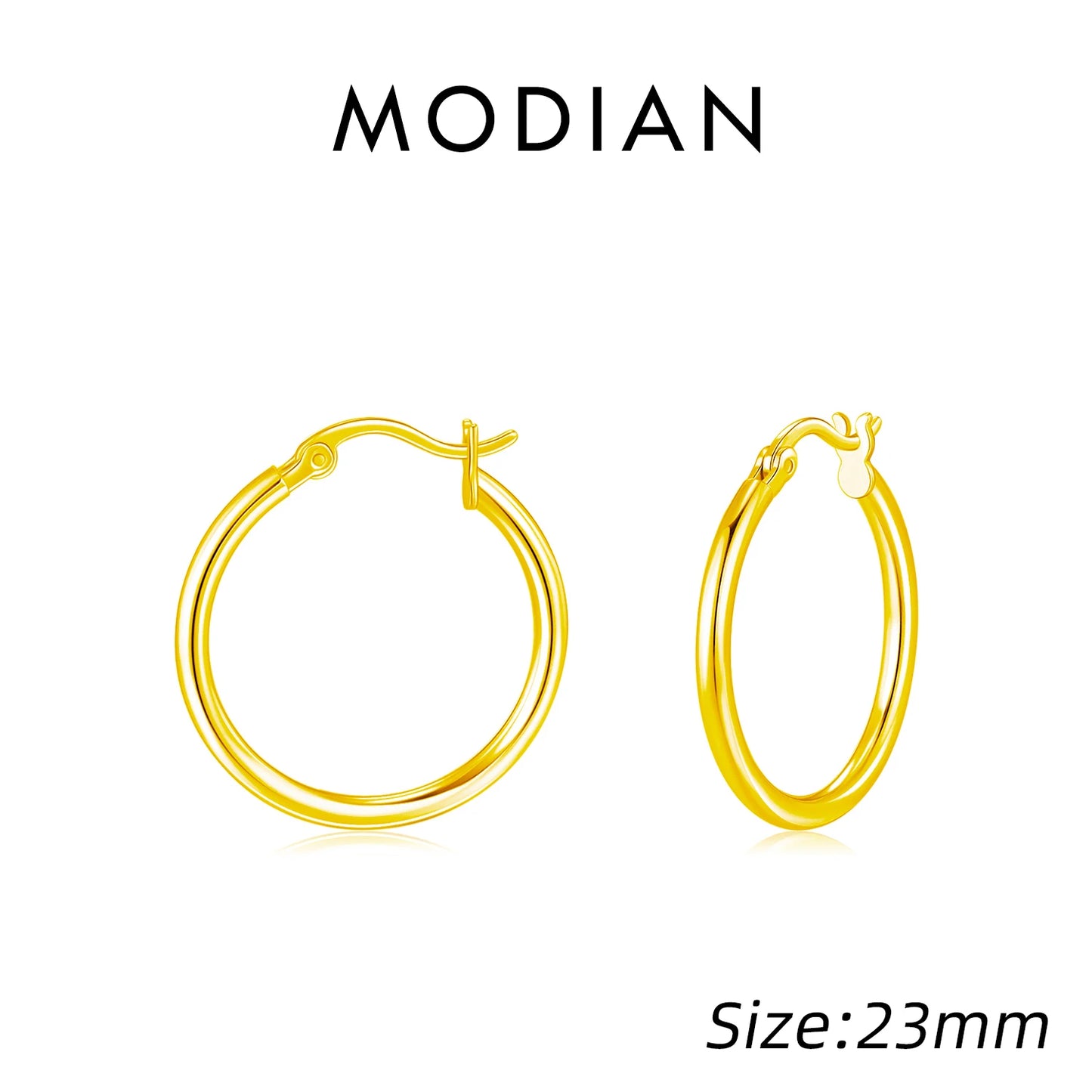 Pendientes de aro franceses clásicos y atrevidos de MODIAN en plata de ley 925, chapados en oro blanco de 18 quilates, joyería fina para mujer.