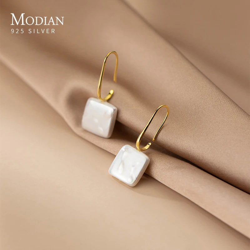 Pendientes de gancho acrílico arcoíris MODIAN de plata de ley 925 con forma cuadrada grande para mujer, joyería fina, regalos para fiestas.