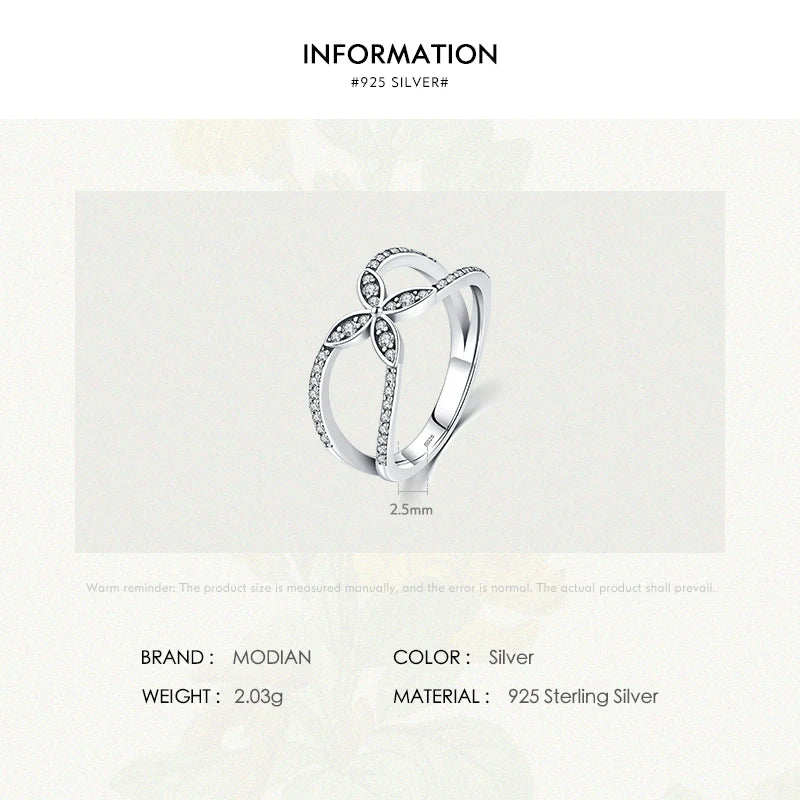 Anillo de mariposa elegante de MODIAN en plata de ley 925 auténtica para mujer, anillo de flor de planta, joyería fina, regalo de aniversario de boda