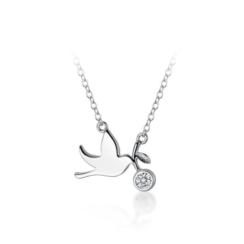 Colgante de plata de ley 925 con diseño de golondrina de mimbre, diseño de animal y planta, de Modian, para mujer, cadena de eslabones, joyería fina