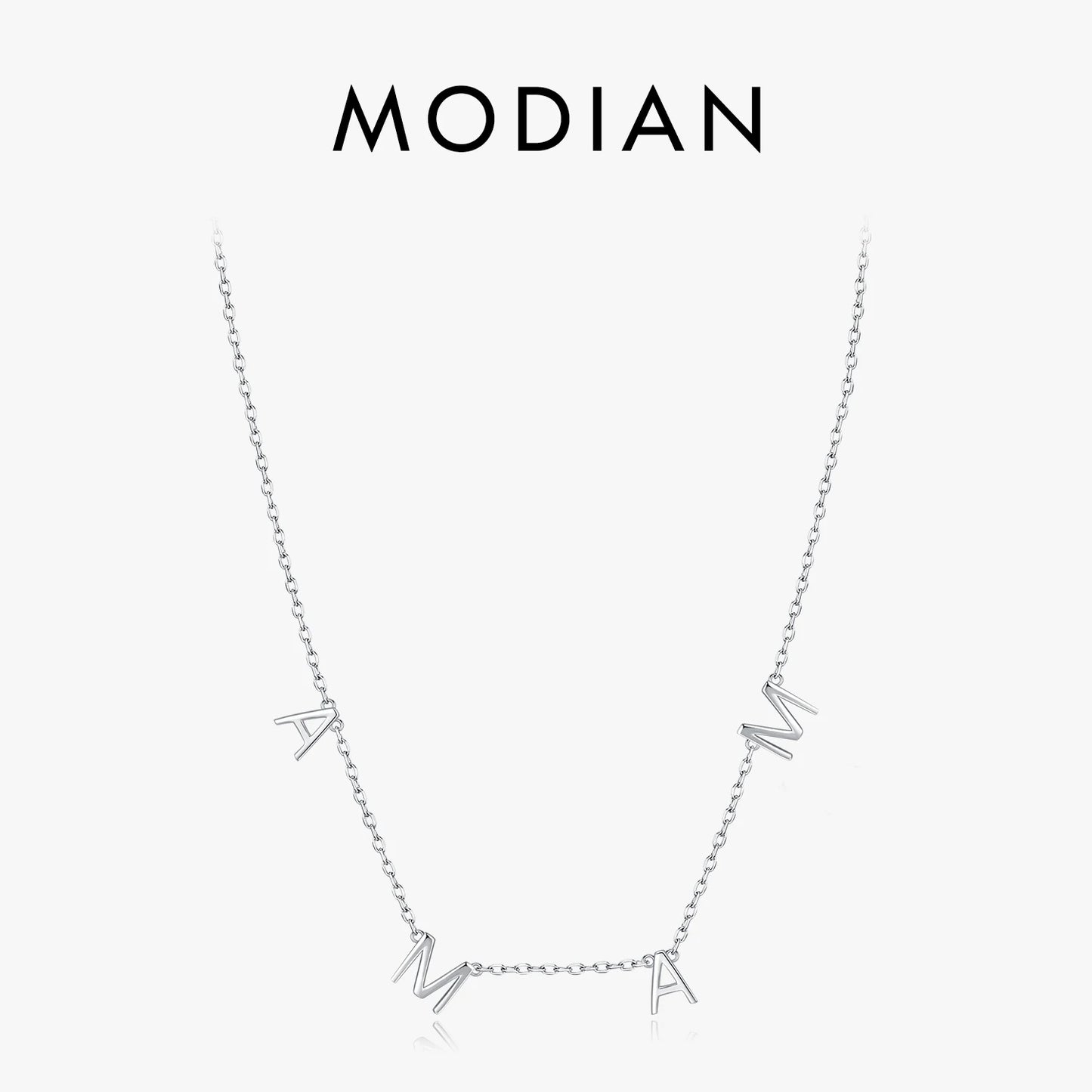 Collar con colgante clásico de MAMA de MODIAN en plata de ley 925, color oro rosa brillante, para mujer, joyería fina, regalo