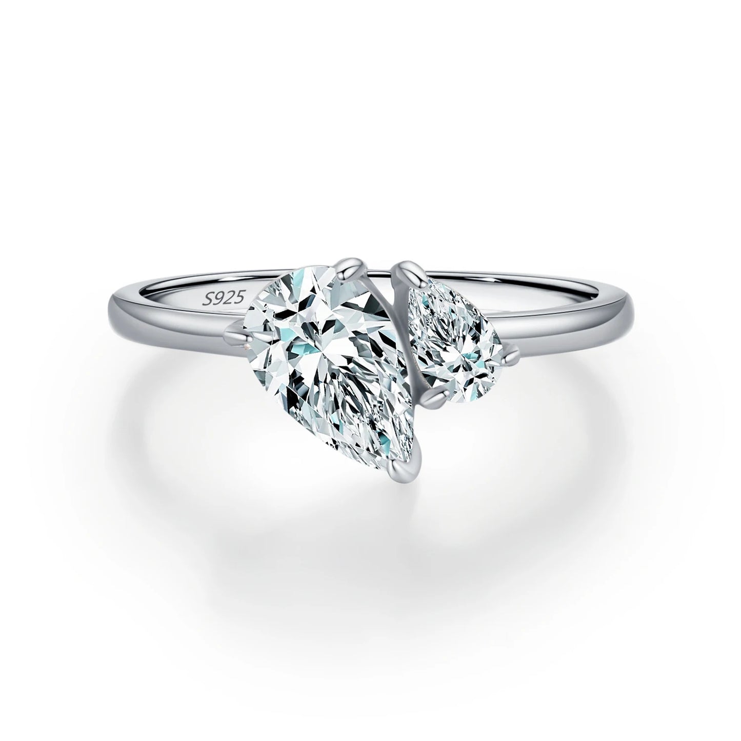 Anillos de dedo MODIAN de plata de ley 925 auténtica con forma de gota de agua brillante entrelazada y circonitas cúbicas transparentes deslumbrantes para mujer, joyería fina