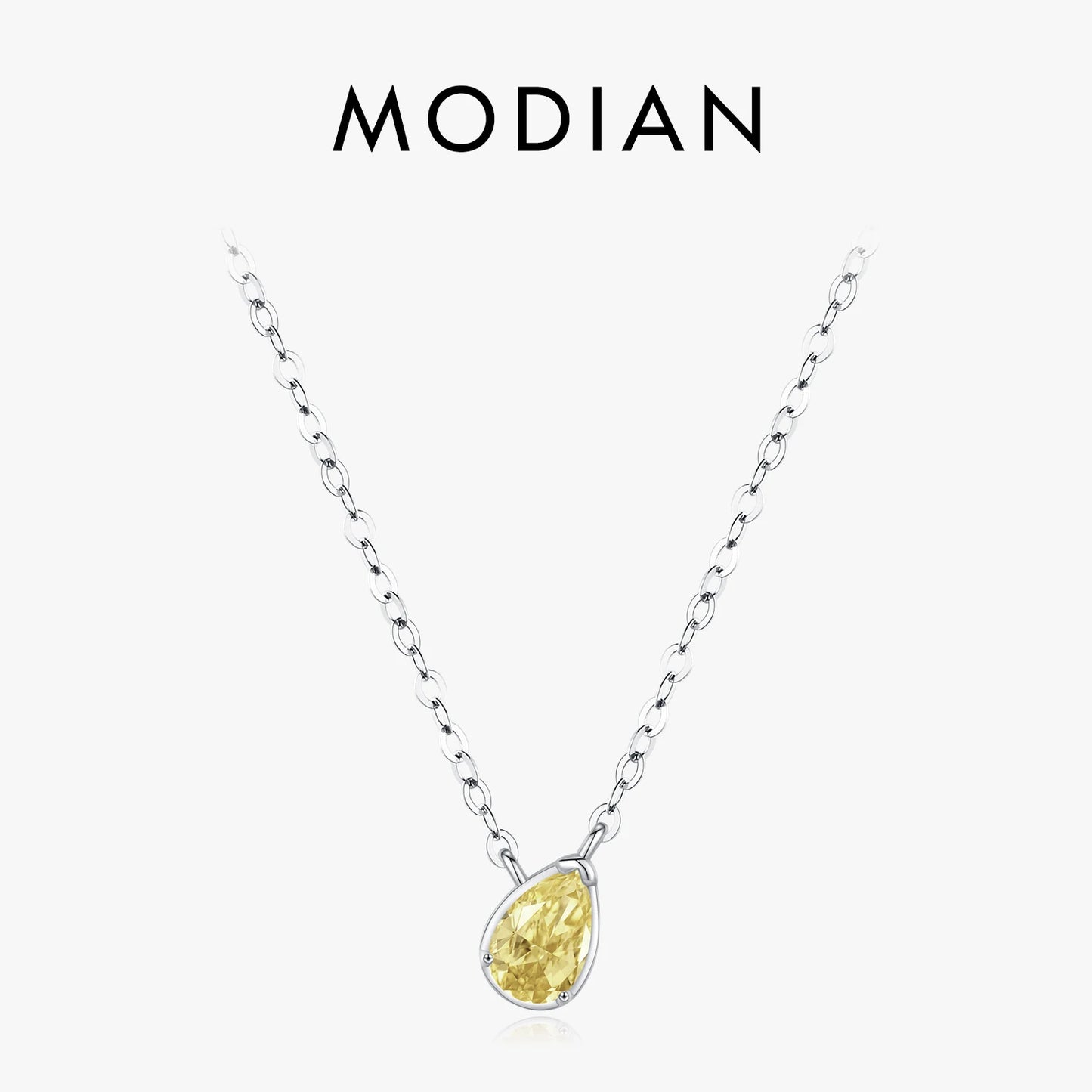 Collar MODIAN de plata de ley 925 con circonitas y gotas de agua, chapado en oro, personalizado, para mujer, joyería fina para bodas.