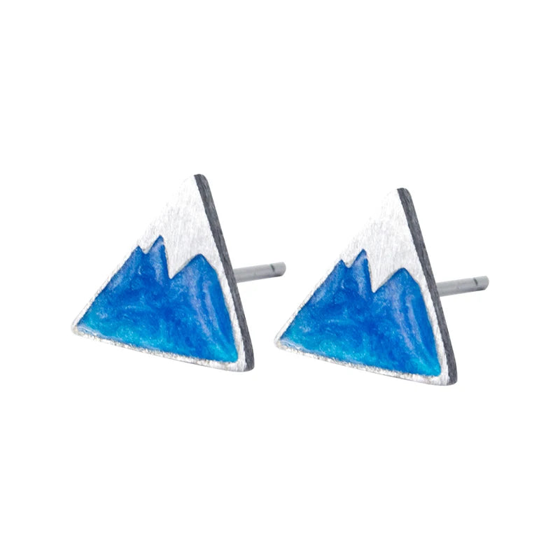 Pendientes pequeños de esmalte Modian con forma de iceberg azul, accesorios exquisitos, joyería de moda de plata de ley 925 para mujer