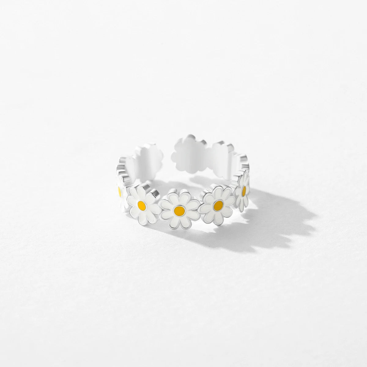 Anillo ajustable de lujo con diseño de margaritas y esmalte de plata esterlina 925 maciza de MODIAN para mujer, joyería fina para fiestas, regalo de cumpleaños
