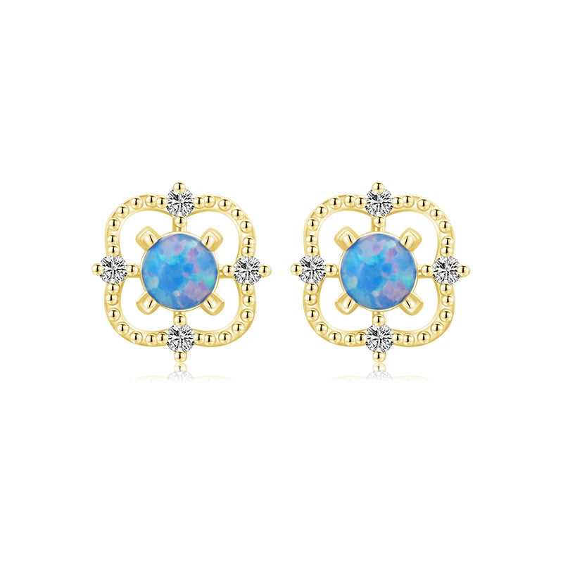 Pendientes MODIAN de plata de ley 925 auténtica con forma de gota hueca para mujer, modernos pendientes de ópalo azul, joyería fina para San Valentín.