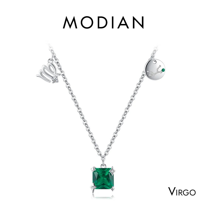 Collar con colgante Modian de plata de ley 925 con circonita arcoíris y piedra de nacimiento de Escorpio, símbolo del signo del zodiaco, para mujer, joyería fina.