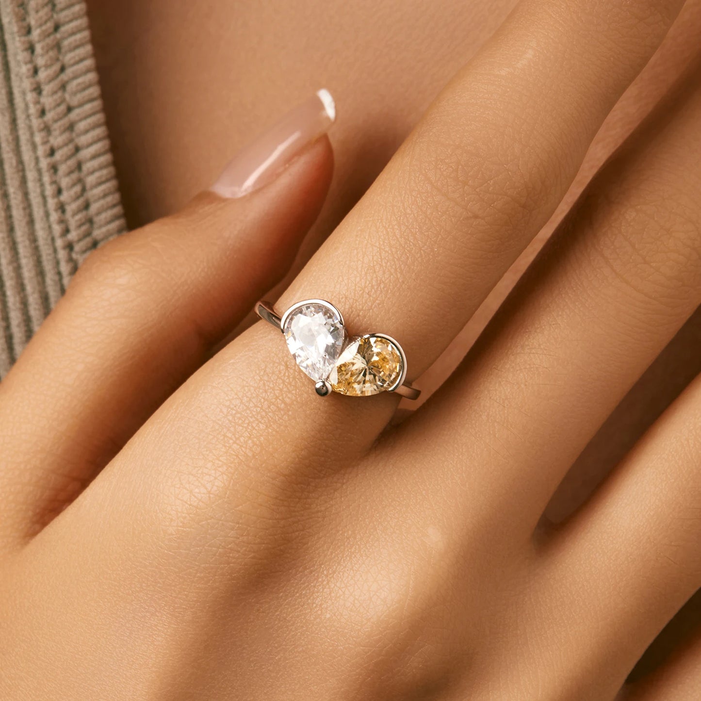 Anillo MODIAN de plata de ley 925 con forma de corazón romántico y delicado anillo de gota de agua con piedra de circonita cúbica para mujer, joyería fina para boda, regalo