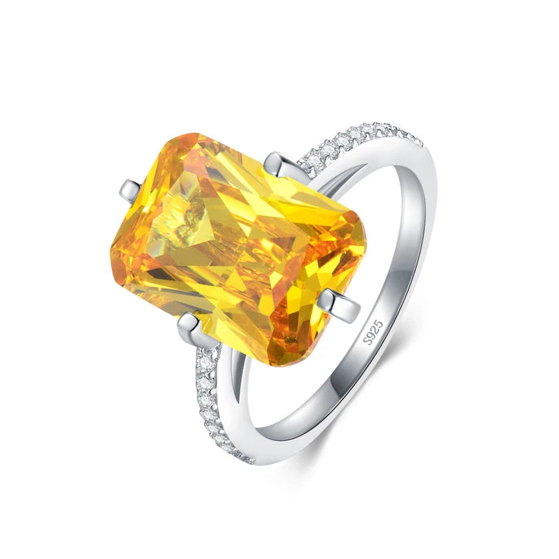 Anillos de lujo Modian de plata esterlina 925 100% rectangulares con circonitas transparentes 5A, joyería de aniversario y compromiso para mujeres, anillos de moda.