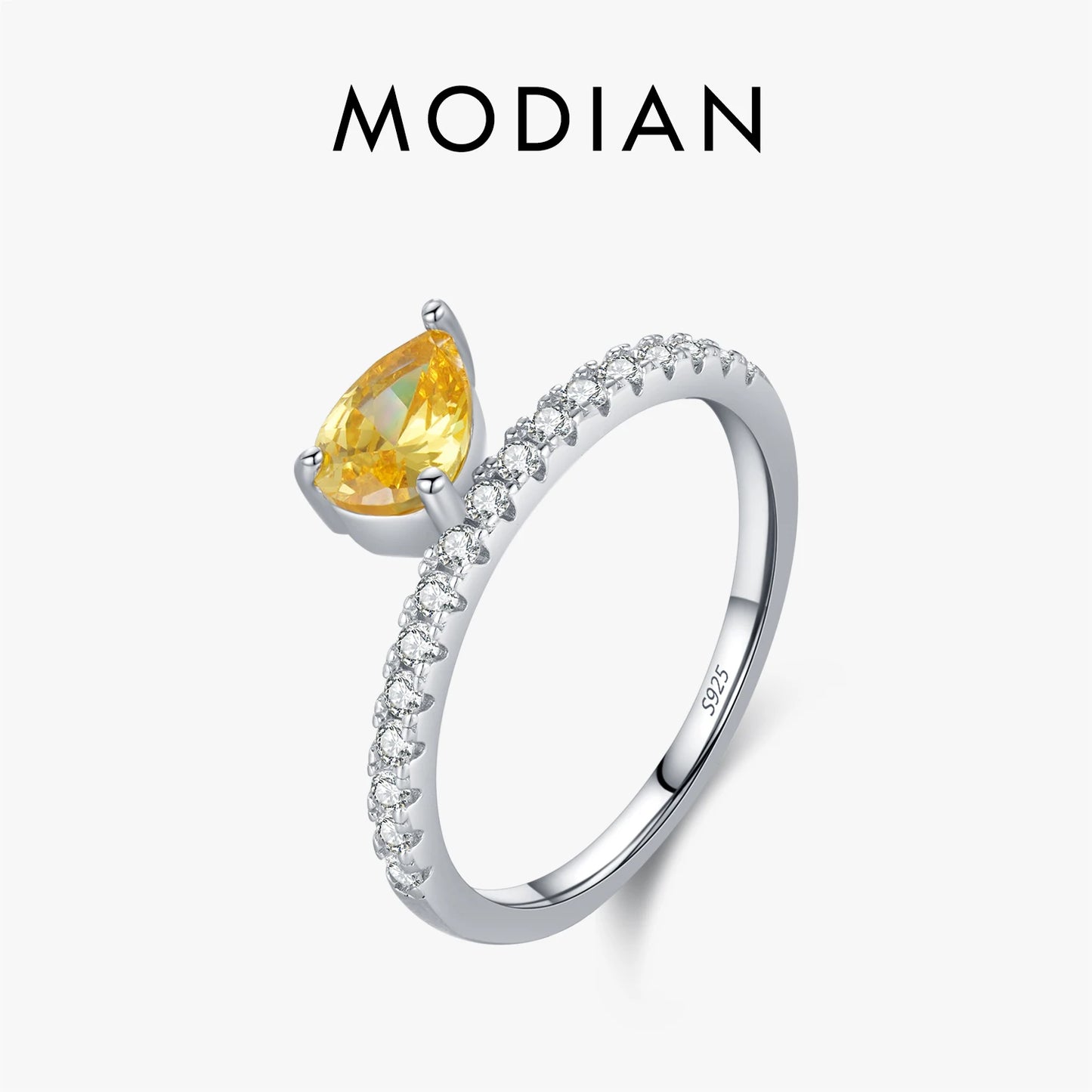 MODIAN 925 Sterling Silver Fashion Water Drop Zirconia Stackable Fashion Finger Rings For Women Fine Jewelry Accessories
