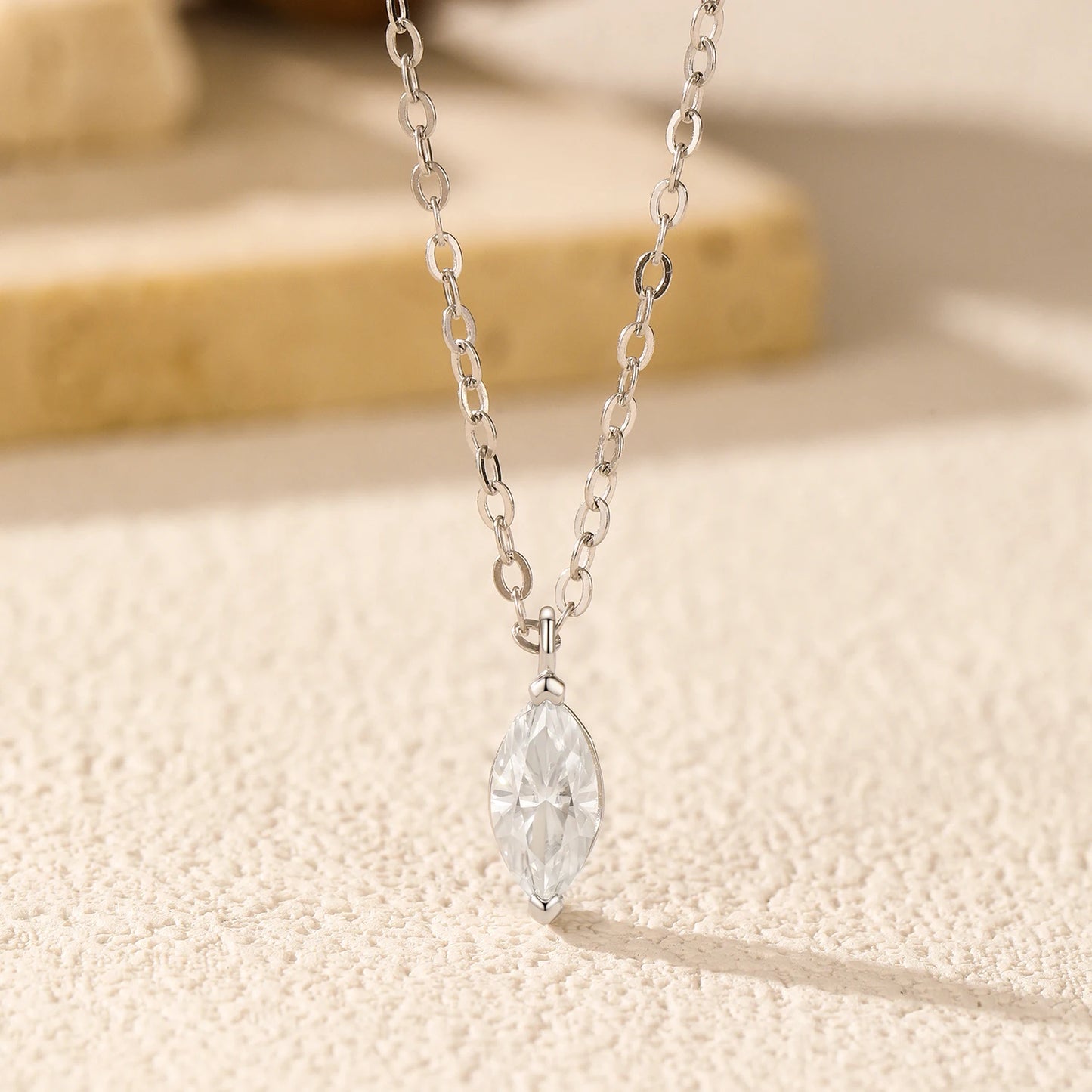 MODIAN D Color Rhombic Moissanite Necklaces 925 Sterling Silver Simple Link Chain Pendant Necklace For Women Fine Jewelry Gifts