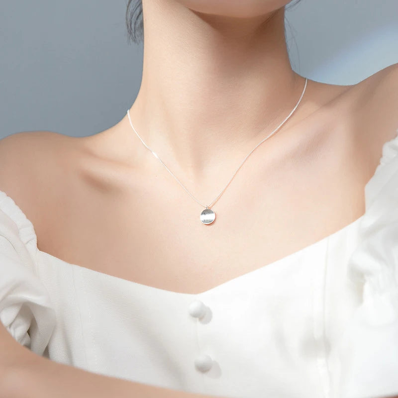 Collar con colgante geométrico cóncavo redondo de plata esterlina 925 pura MODIAN para mujer, collar sencillo de moda, joyería fina