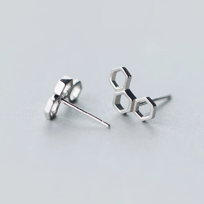 Pendientes Modian para mujer, plata de ley 925 auténtica, diseño de panal, pendientes de botón, pasador de orejas de moda, joyería de moda, NUEVOS