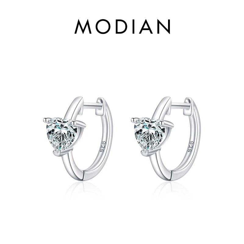 Pendientes MODIAN de plata de ley 925 pura con forma de corazón romántico para mujer, pendientes de circonita fina, joyería de boda, regalo de compromiso