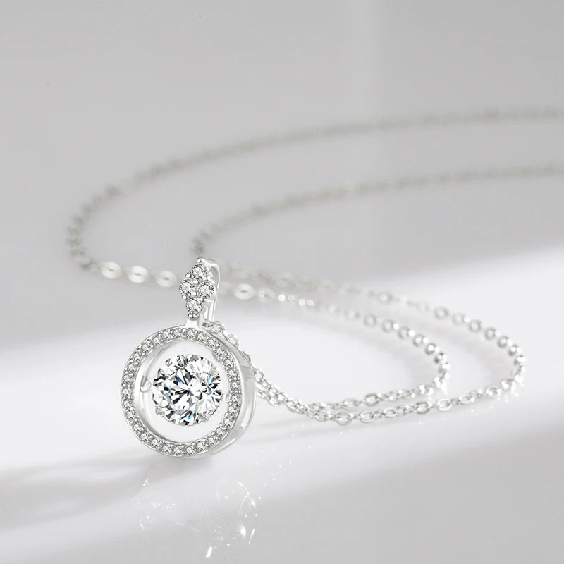 Collar Modian de plata de ley 925 con colgante de lujo brillante y cadena de eslabones con circonitas movibles, joyería de compromiso para boda para mujer.
