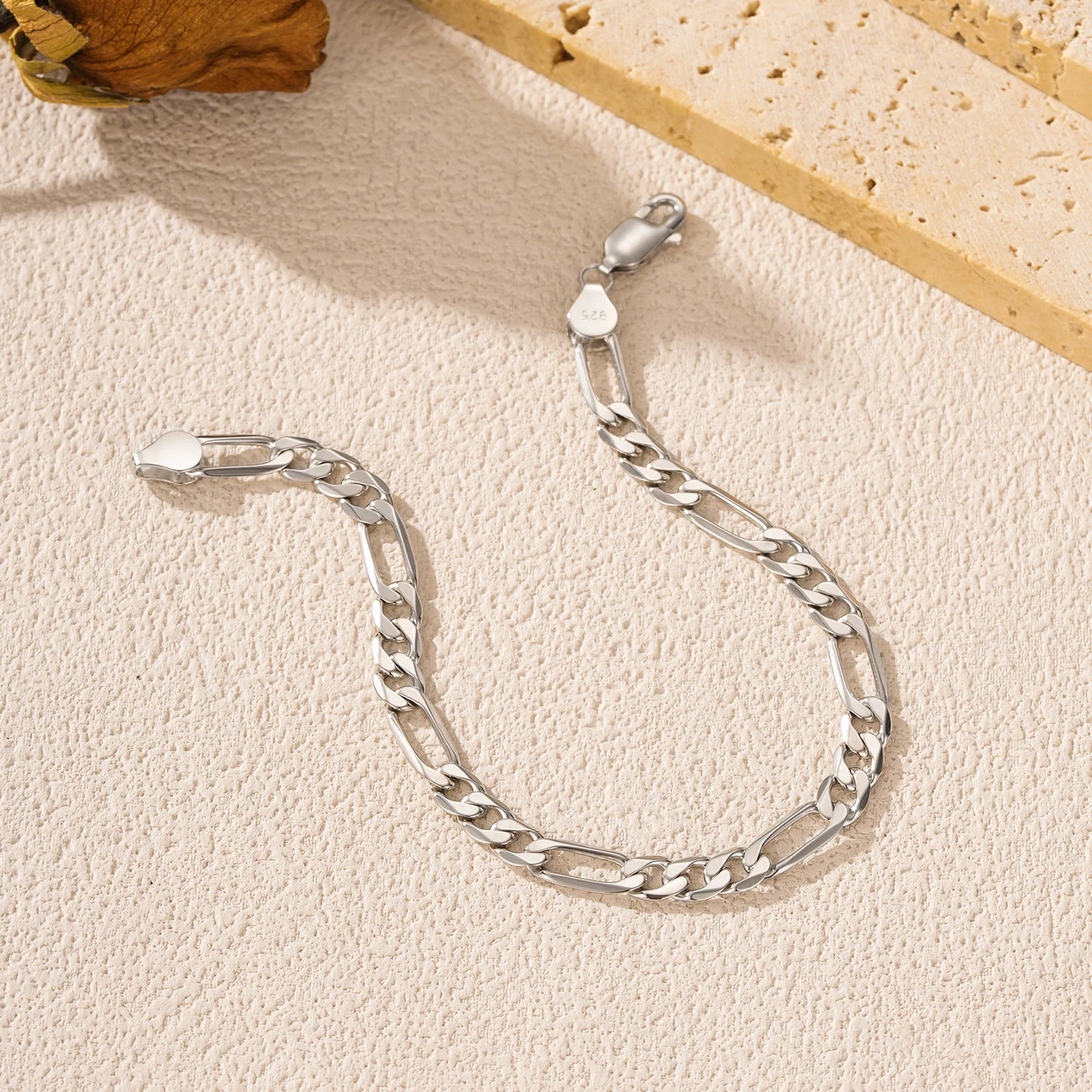 MODIAN 925 Sterling Silver 3 Size Classic Figaro Hollow out Chain Bracelet For Women And Men Daisy Fine Jewelry Accessories