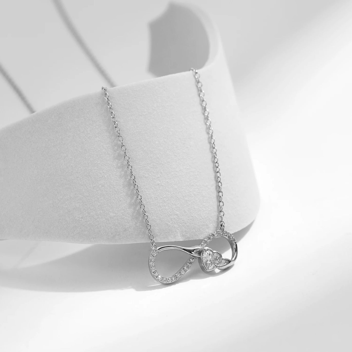 Collar MODIAN de plata de ley 925 con colgante de corazón de amor infinito y romántico para mujer, joyería de aniversario