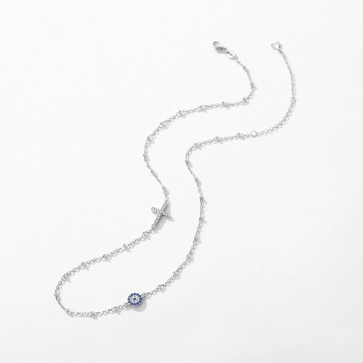 Collar MODIAN con cuentas cruzadas sencillas, cadena de eslabones de circonita azul de plata de ley 925 auténtica para mujer, joyería fina para fiestas