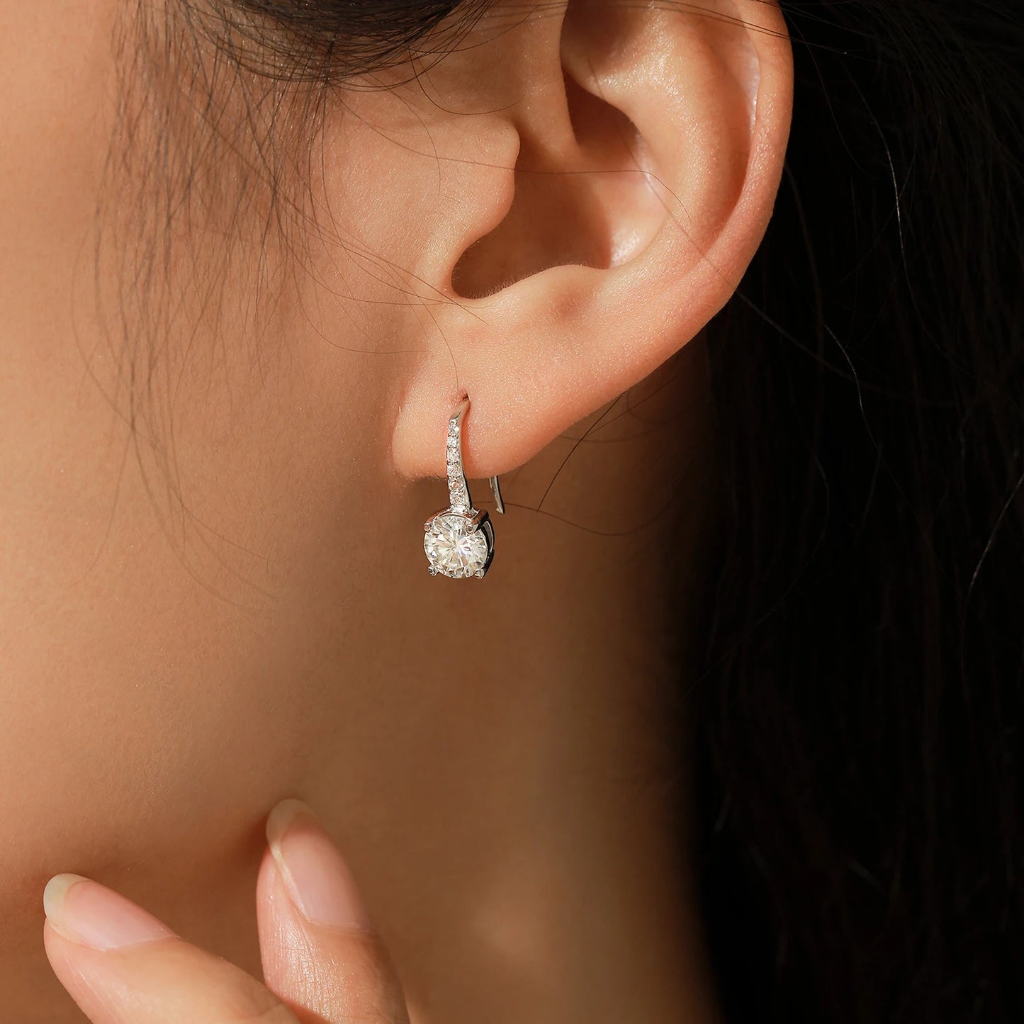MODIAN D Color Luxury Moissanite Hook Earrings 925 Sterling Silver Classic Drop Earrings For Women Wedding Statement Jewelry