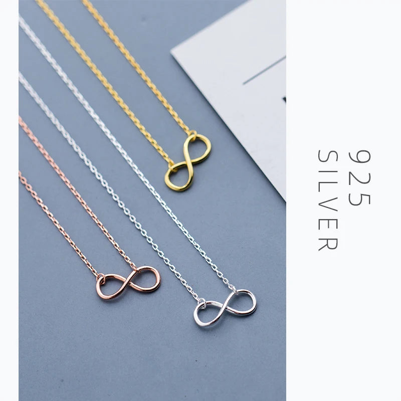 Collar Modian de amor infinito en plata de ley 925 auténtica para mujer, color oro rosa, joyería llamativa.