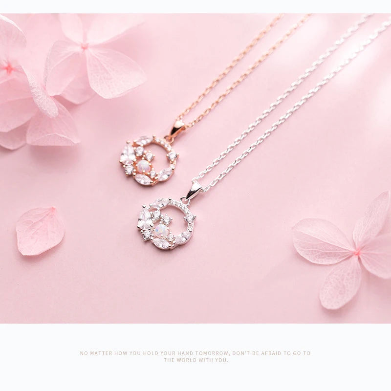 Modian New Luminous CZ Geometric Round Circle 925 Sterling Silver Charm Pendant for Women Link Chain Fine Jewelry Design