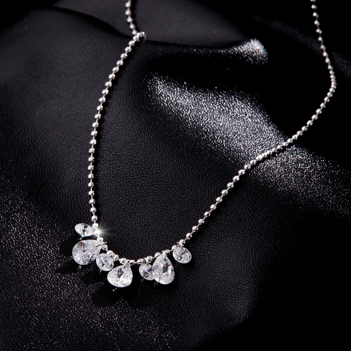 MODIAN Sparkling Pear Zirconia Necklace 925 Sterling Silver Fashion Beads Link Chain Pendant Necklace For Women Fine Jewelry