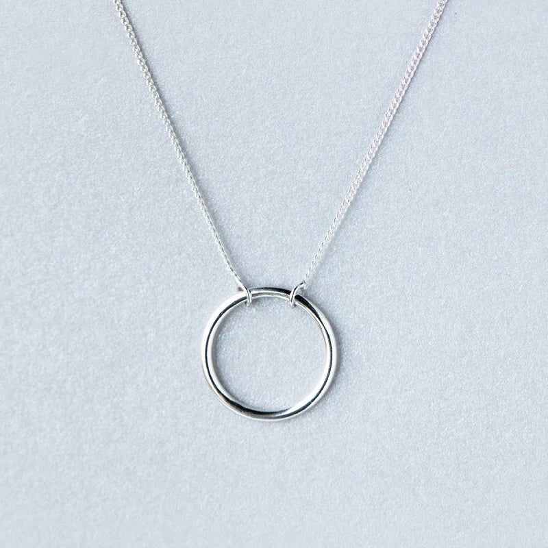 Collar con colgante circular minimalista de plata de ley 925 de Modian para mujer, collar ajustable, joyería fina, regalo
