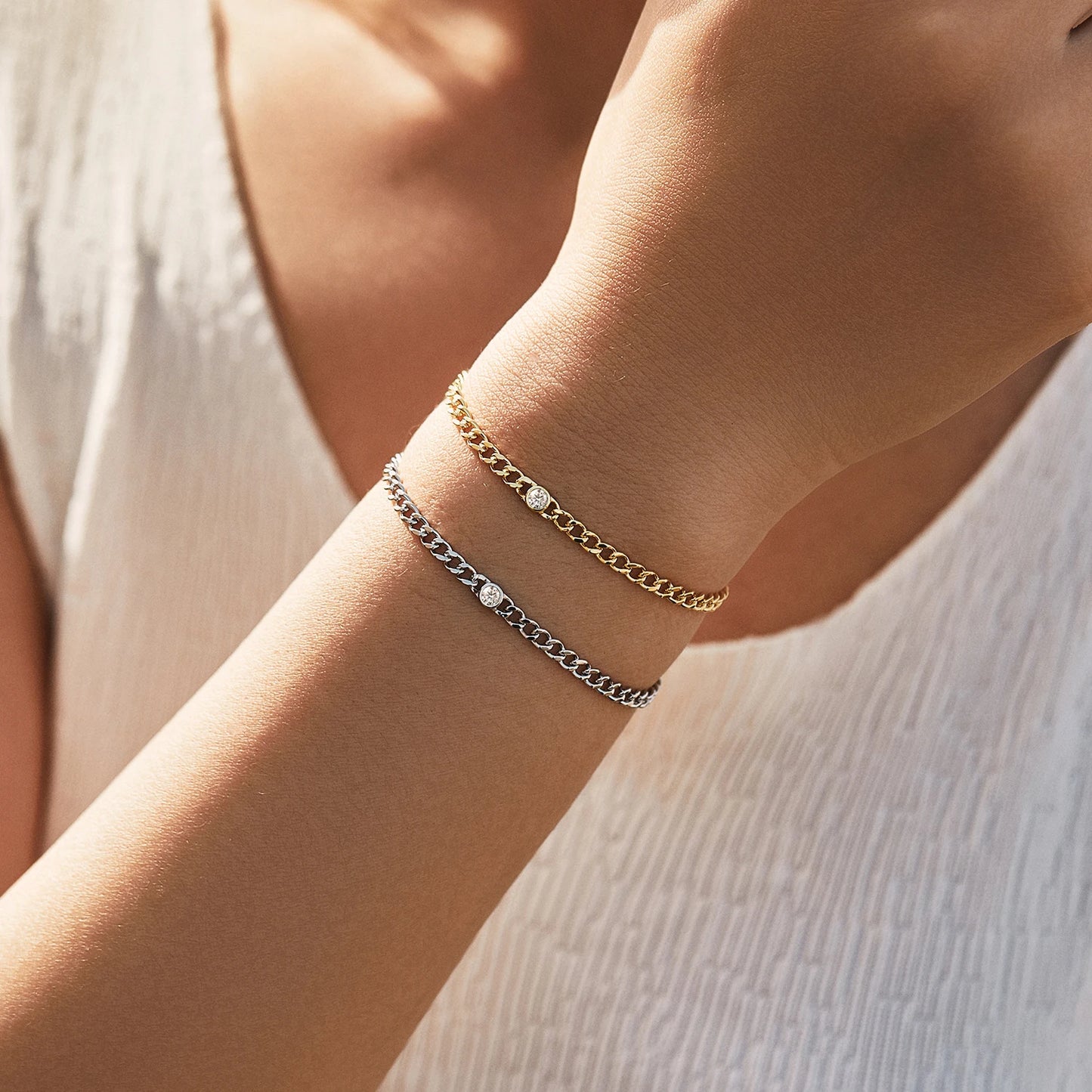 Pulseras de moissanita redondas MODIAN D Color VVS1 Cearl, pulsera de cadena de eslabones gourmet de plata de ley 925, joyería para mujer