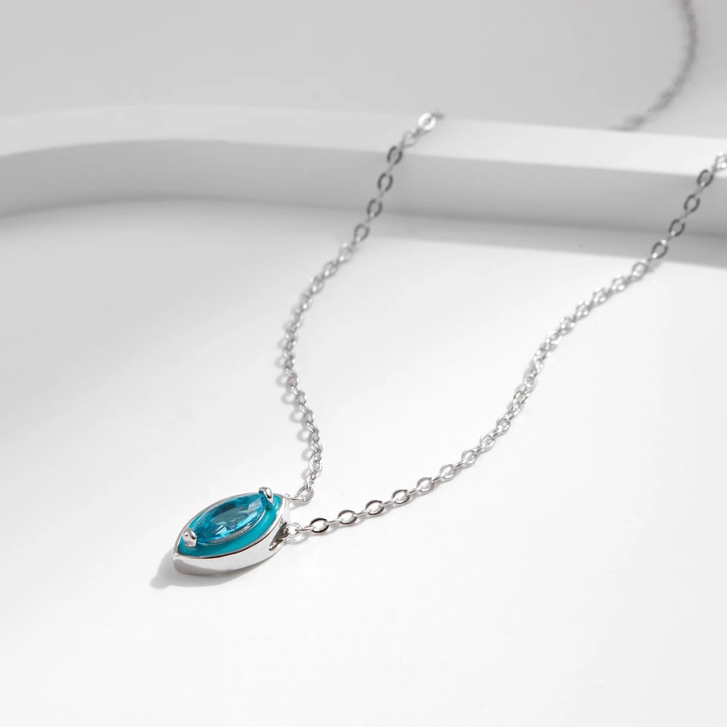 Collar con colgante de esmalte verde menta de plata esterlina 925 de MODIAN, cadena de eslabones de circonita con forma de ojo para mujer, joyería fina, regalos