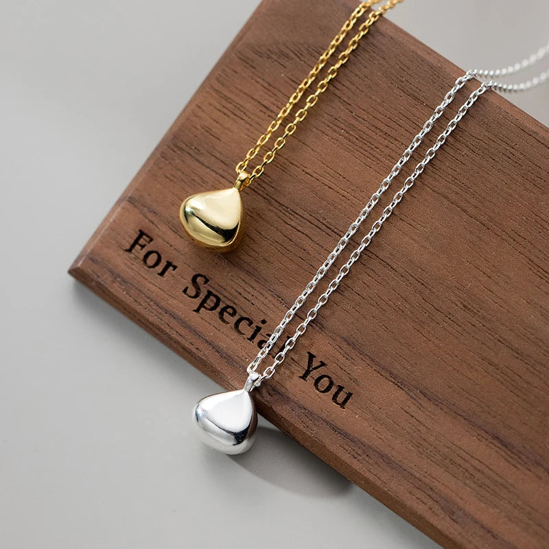 Collar con colgante de cuentas lisas de la suerte de plata de ley 925 de Modian, cadena de color dorado a la moda para mujer, joyería fina para fiestas, regalo
