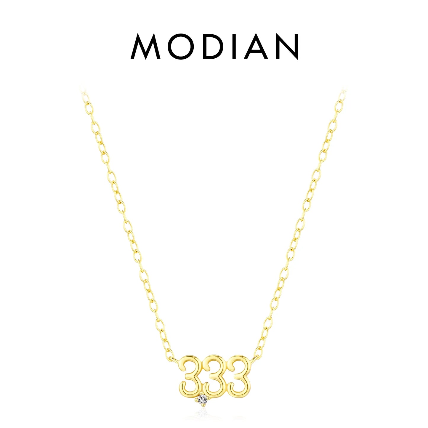 Collares de moda MODIAN de plata de ley 925 con dígitos simples apilables, color dorado, ajustables, exquisitos colgantes para mujer, joyería