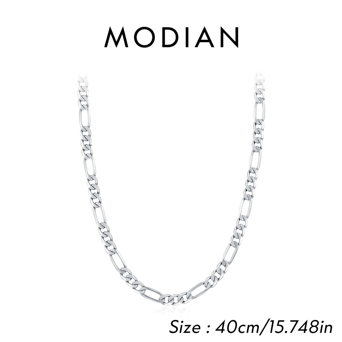 Collar corto MODIAN de plata de ley 925 maciza con cadena Figaro geométrica simple para mujeres y hombres, joyería fina, regalos.