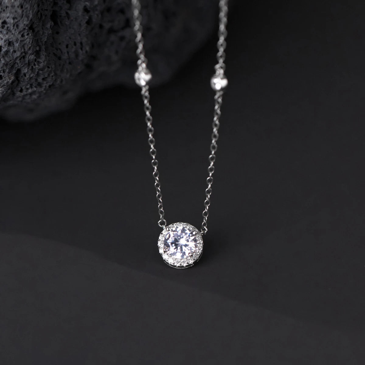 Collares MODIAN de plata de ley 925 con colgante de circonita cúbica redonda brillante de lujo, cadena de eslabones para boda, joyería fina para mujer, regalos.