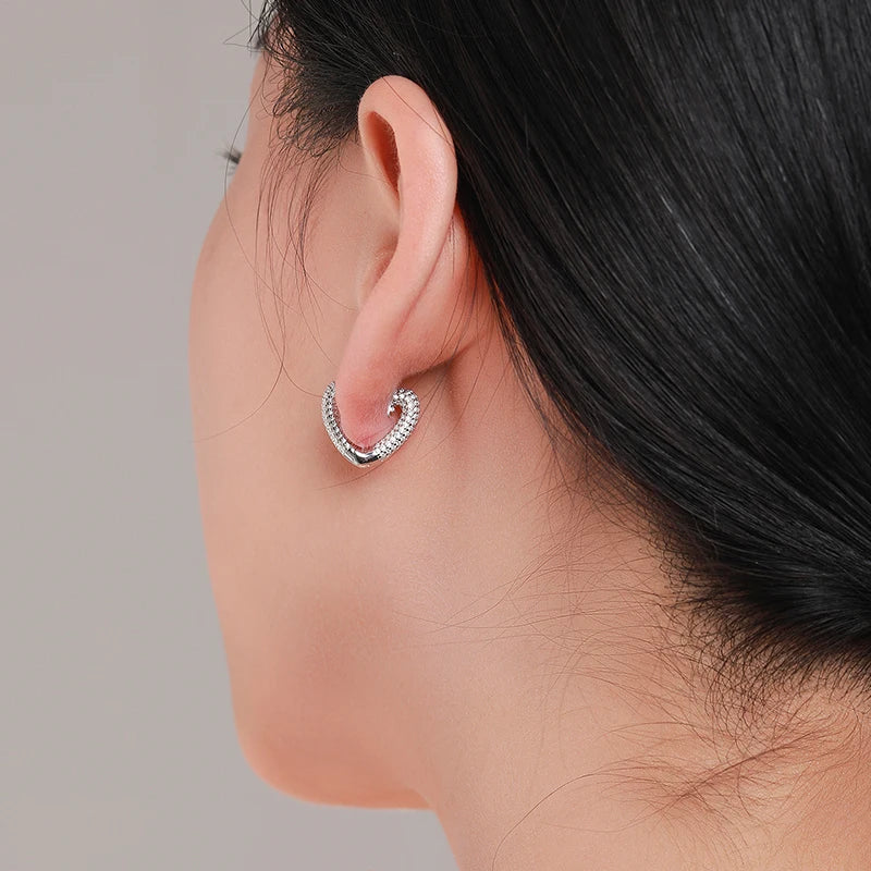 Pendientes de aro Modian originales de plata de ley 925 auténtica con forma de corazón, de lujo, a la moda, para mujer, joyería, regalo de boda.