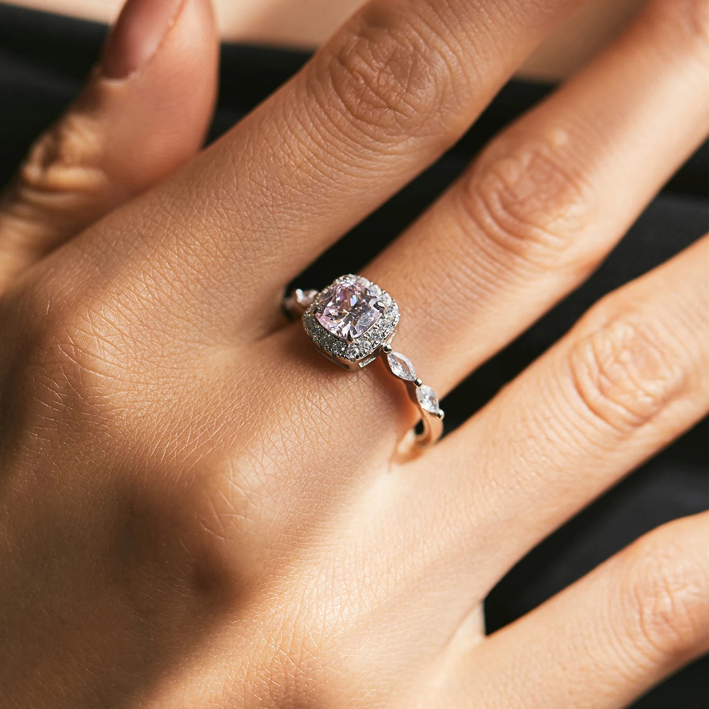 Anillo MODIAN de plata de ley 925 con circonitas rosas y amarillas de alta calidad para mujer, ideal para bodas, joyería fina.