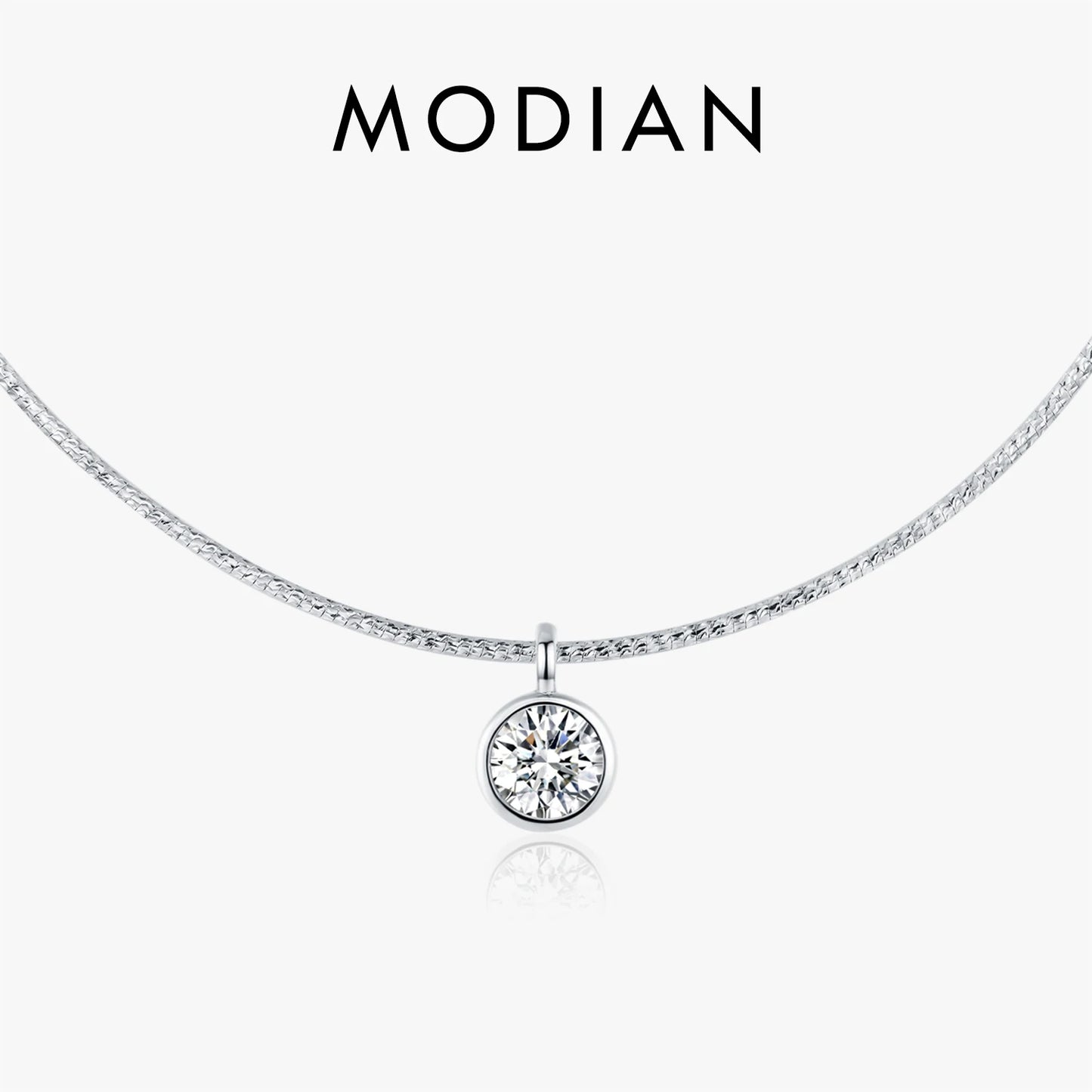 Collar MODIAN con circonitas redondas deslumbrantes, plata de ley 925, cadena de serpiente de alta gama, gargantilla de moda para mujer, joyería fina