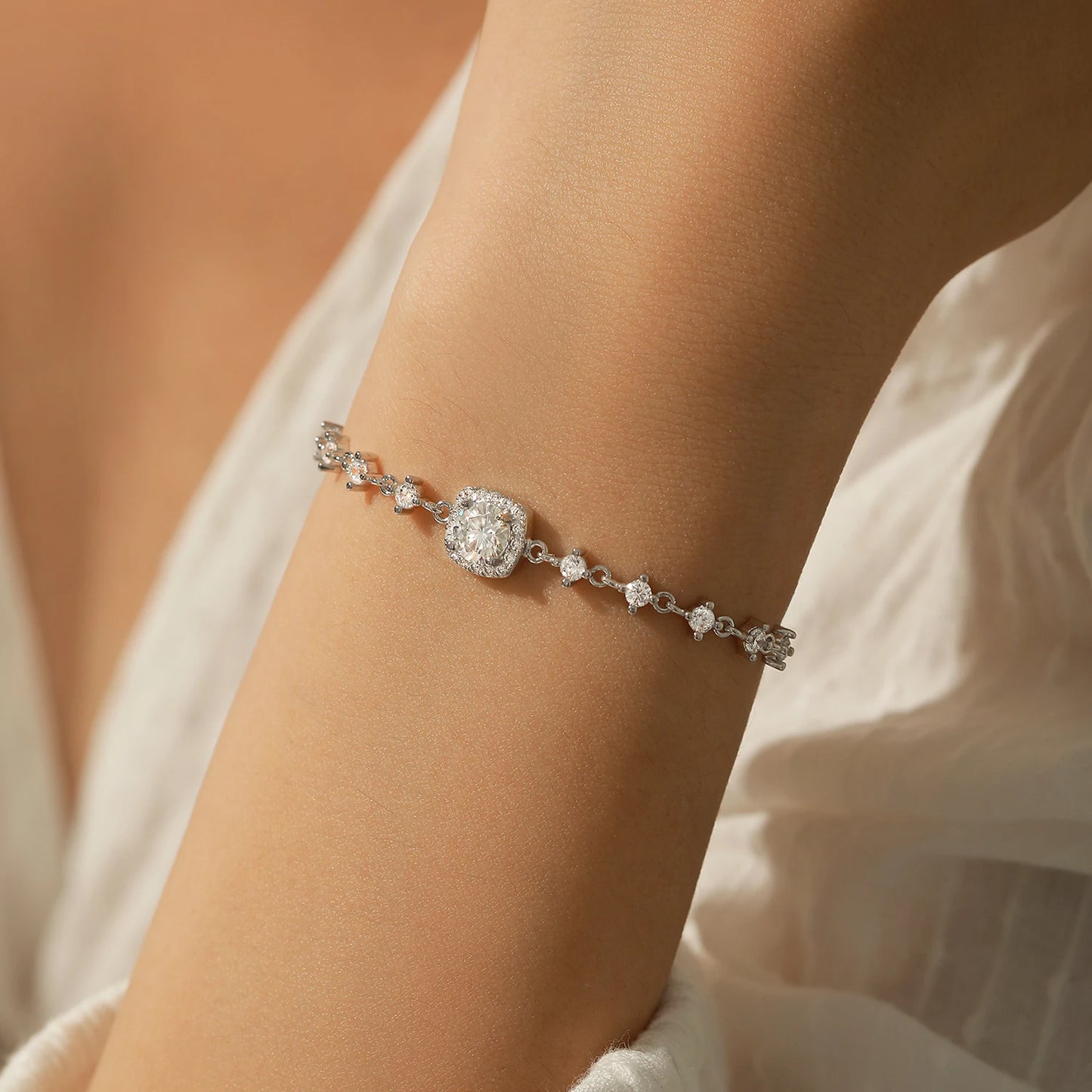 Collar y pulsera con dije geométrico de lujo de plata de ley 925 de moissanita color D de MODIAN para mujer, conjunto de joyas de boda con estilo